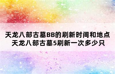 天龙八部古墓BB的刷新时间和地点 天龙八部古墓5刷新一次多少只